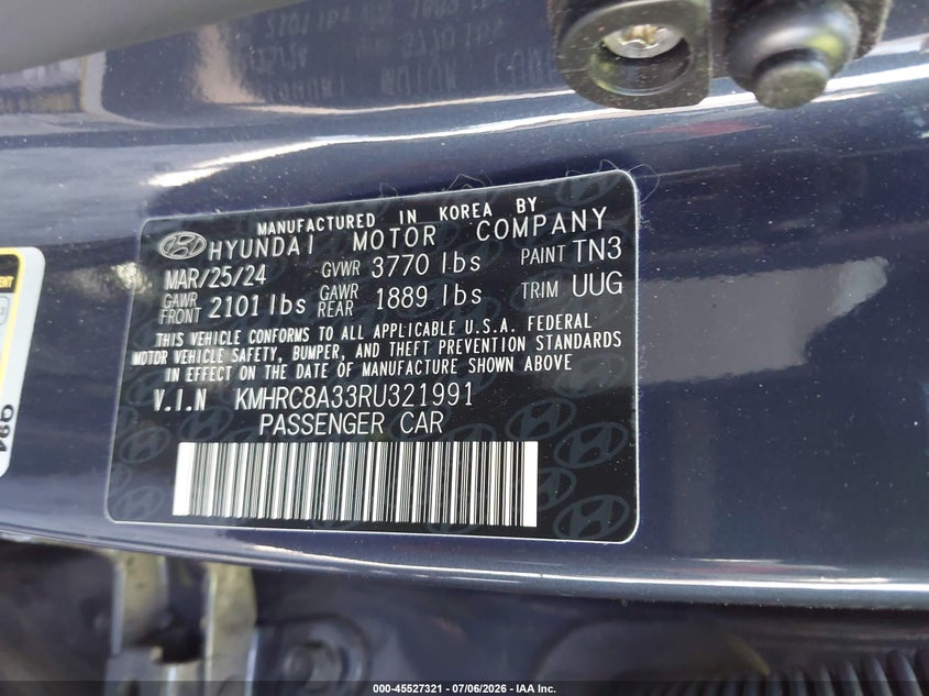 2024 Hyundai Venue Limited VIN: KMHRC8A33RU321991 Lot: 45527321
