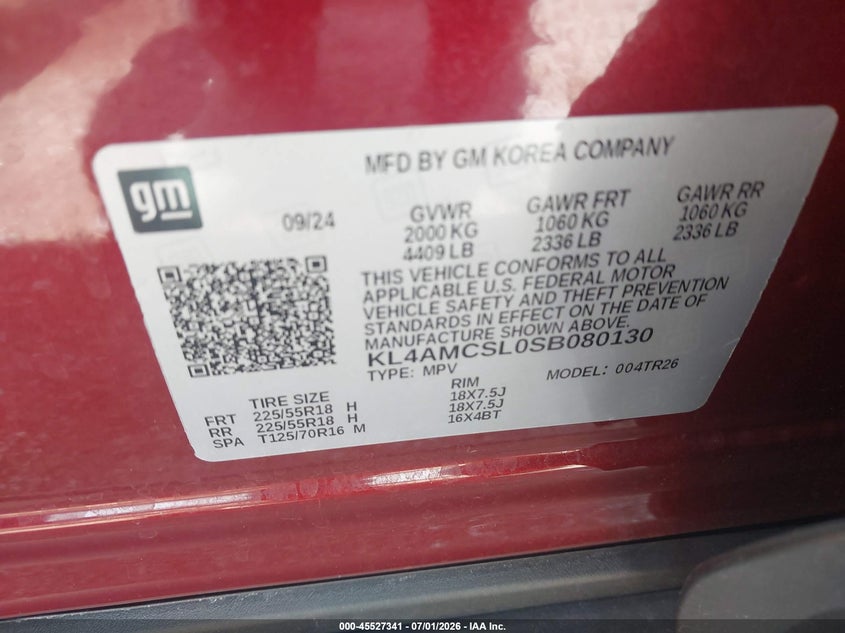 2025 Buick Encore Gx Preferred Awd VIN: KL4AMCSL0SB080130 Lot: 45527341