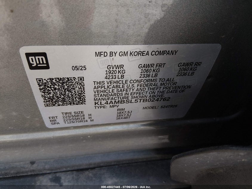2026 Buick Encore Gx Preferred Fwd VIN: KL4AMBSL5TB024762 Lot: 45527445