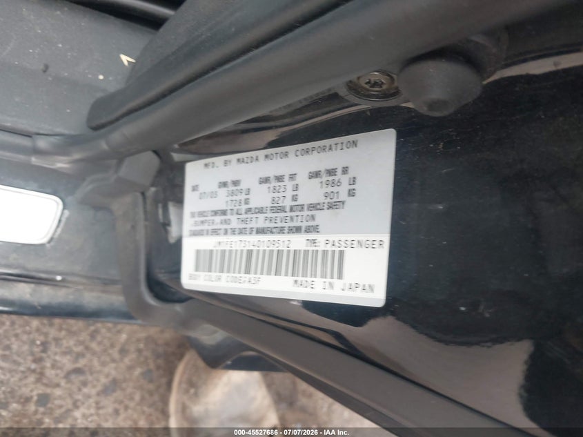 2004 Mazda Rx-8 6 Speed Manual VIN: JM1FE173140109512 Lot: 45527686