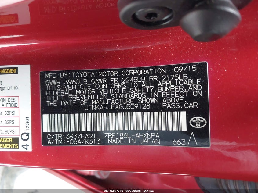 2016 Scion Im VIN: JTNKARJEXGJ509128 Lot: 45527776