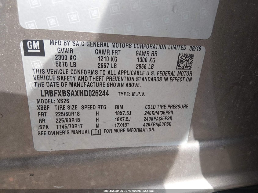2017 Buick Envision Essence VIN: LRBFXBSAXHD026244 Lot: 45528126