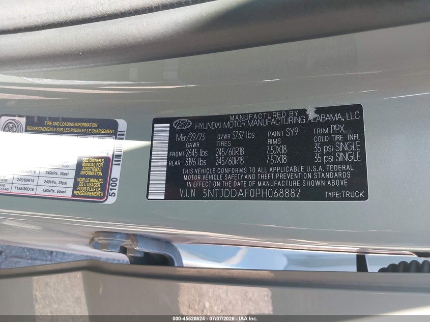 2023 Hyundai Santa Cruz Sel Premium VIN: 5NTJDDAF0PH068882 Lot: 45528624