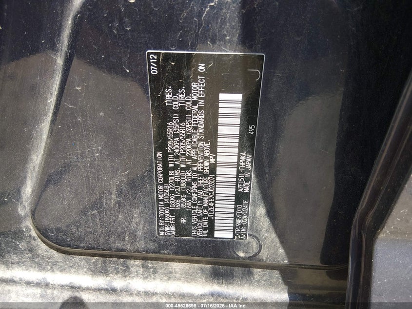 2012 Scion Xb VIN: JTLZE4FE7CJ023071 Lot: 45528698