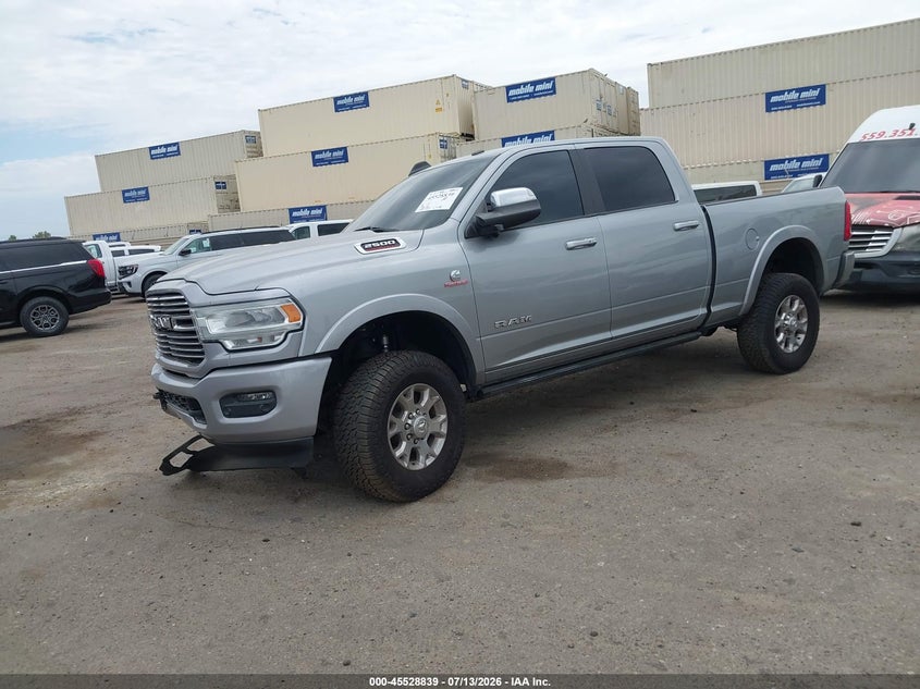 Vin: 3c6ur5fl3kg654650, lot: 46027083, ram 2500 laramie  4x4 6'4 box 20192