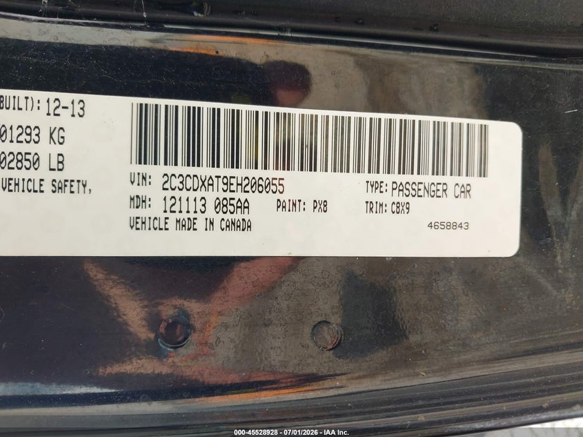 DODGE CHARGER 2014 VIN 2C3CDXAT9EH206055