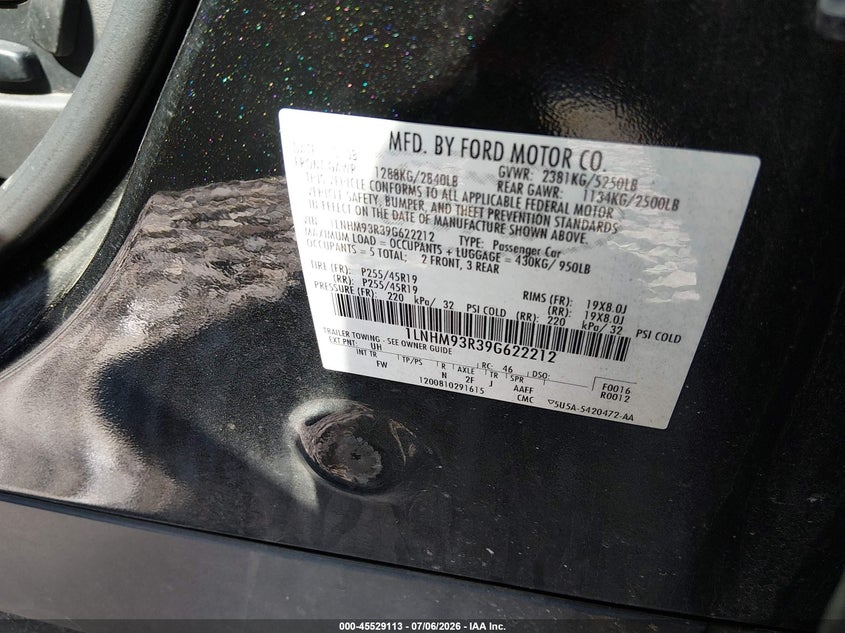 2009 Lincoln Mks VIN: 1LNHM93R39G622212 Lot: 45529113