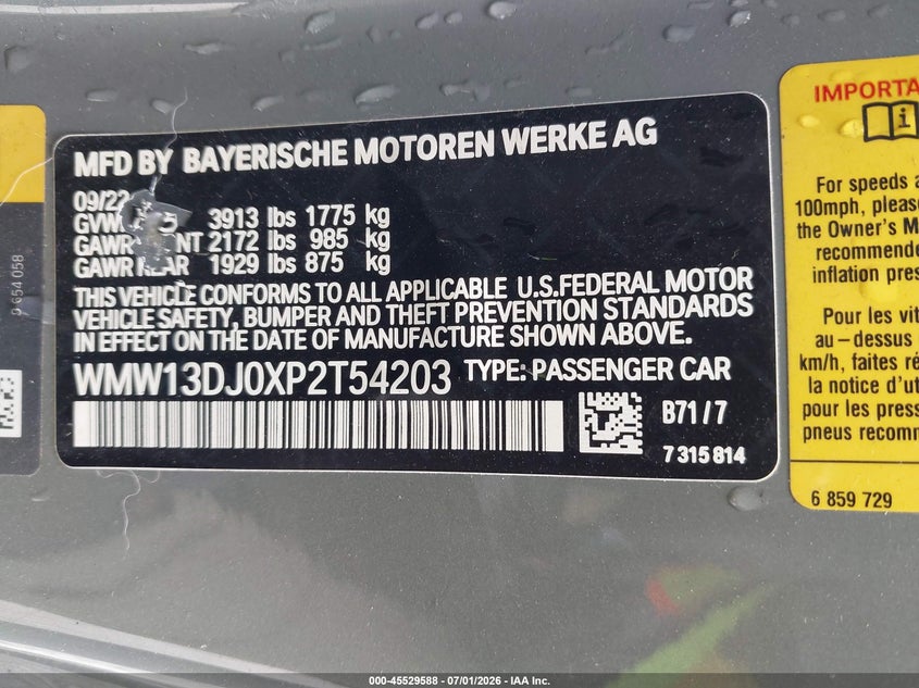 2023 Mini Se Hardtop Cooper VIN: WMW13DJ0XP2T54203 Lot: 45529588