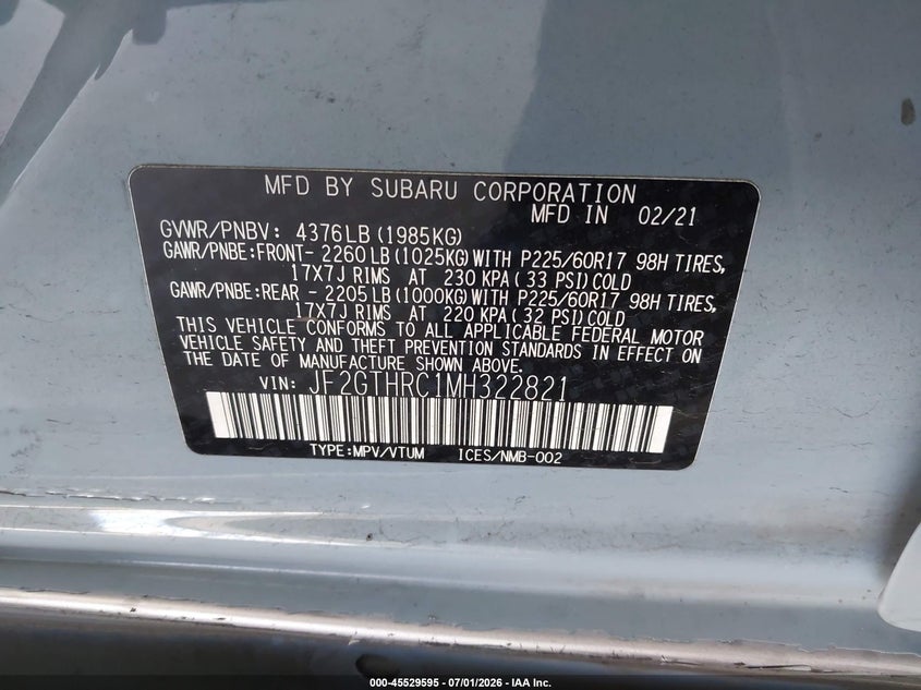 2021 SUBARU CROSSTREK SPORT — Photo 9