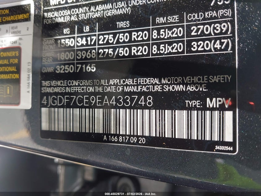 2014 Mercedes-Benz Gl 450 4Matic VIN: 4JGDF7CE9EA433748 Lot: 45529731