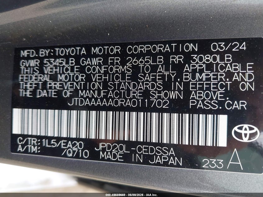 2024 TOYOTA MIRAI SEDAN UU N