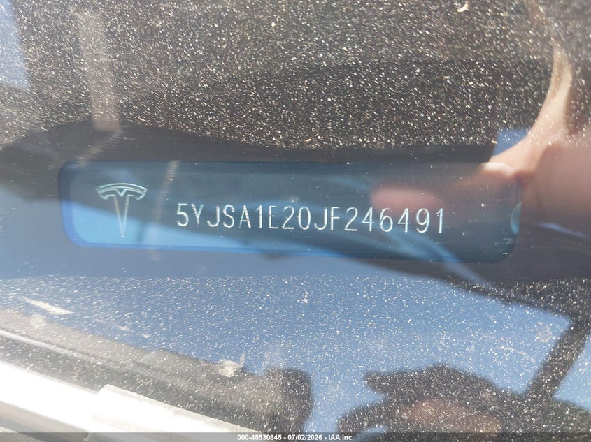2018 Tesla Model S 100D/75D/P100D VIN: 5YJSA1E20JF246491 Lot: 45530845