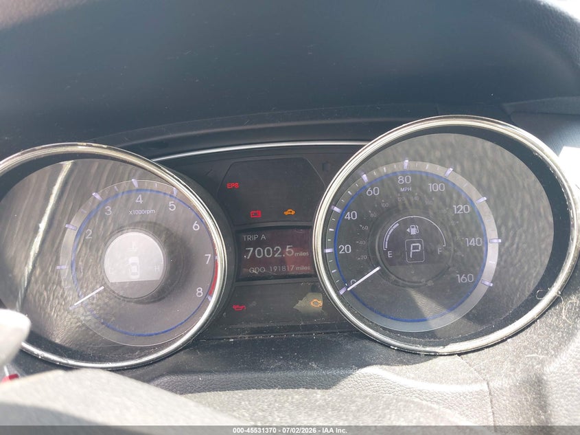2012 HYUNDAI SONATA SEDAN 2.0L I-4 DI, DOHC, VVT, TURBO, 274HP
