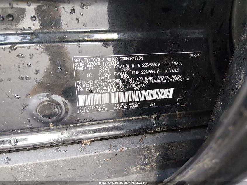 2024 Toyota Venza Limited VIN: JTEAAAAH8RJ180763 Lot: 45531739