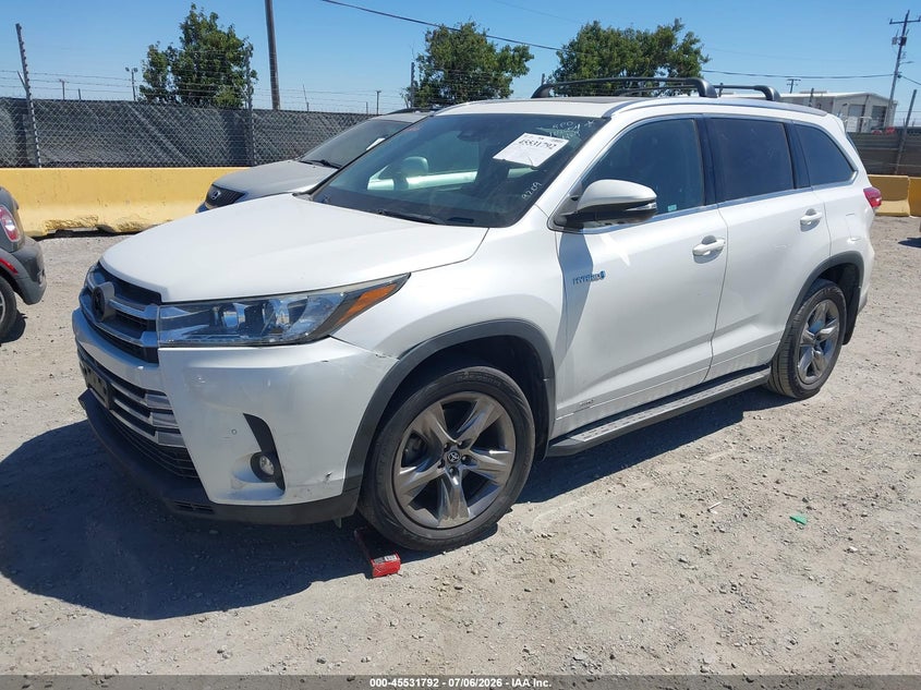 Vin: 5tddgrfh2ks059209, lot: 46030036, toyota highlander hybrid limited platinum 20192