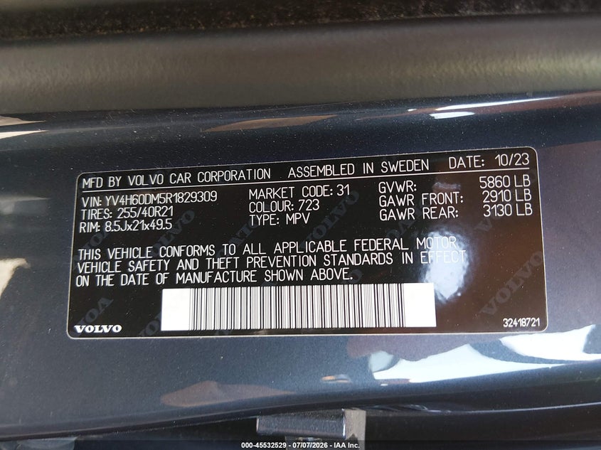 2024 Volvo Xc60 Recharge Plug-In Hybrid T8 Ultimate Dark Theme VIN: YV4H60DM5R1829309 Lot: 45532529