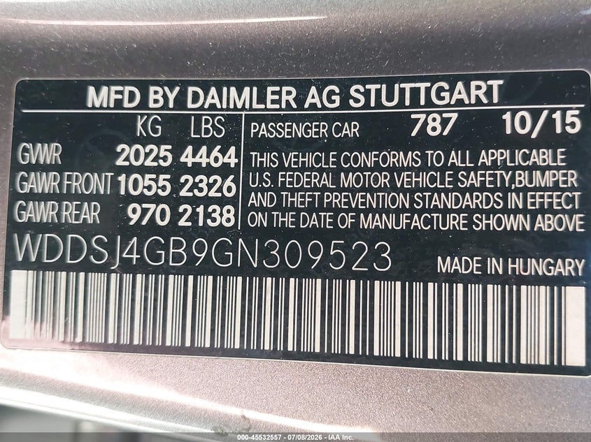 2016 Mercedes-Benz Cla 250 4Matic VIN: WDDSJ4GB9GN309523 Lot: 45532557