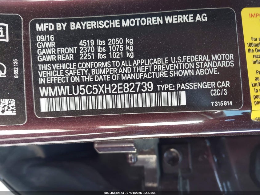 2017 Mini Clubman Cooper S VIN: WMWLU5C5XH2E82739 Lot: 45532874