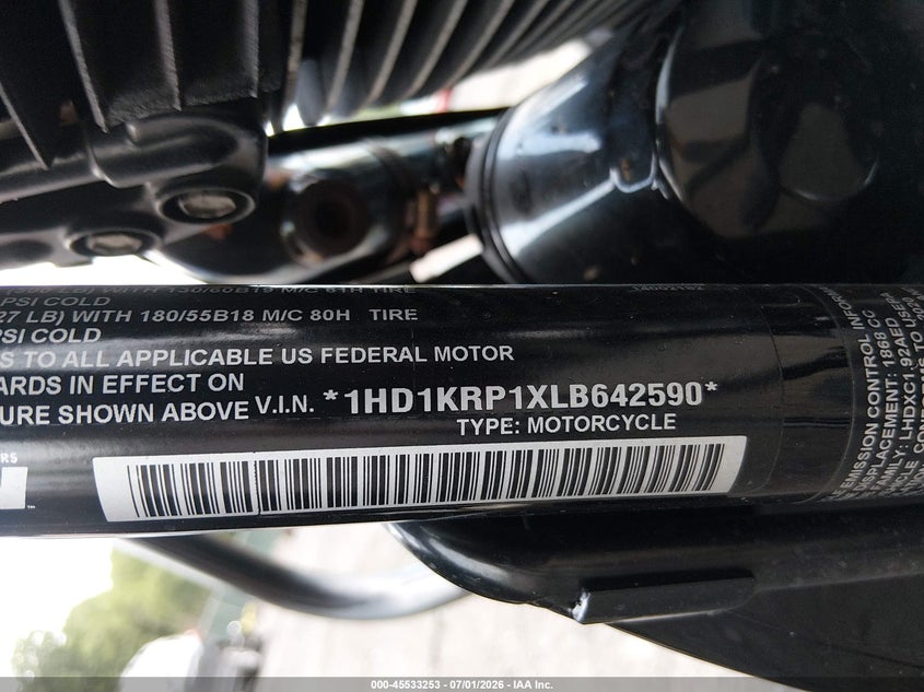 2020 Harley-Davidson Flhxs VIN: 1HD1KRP1XLB642590 Lot: 45533253