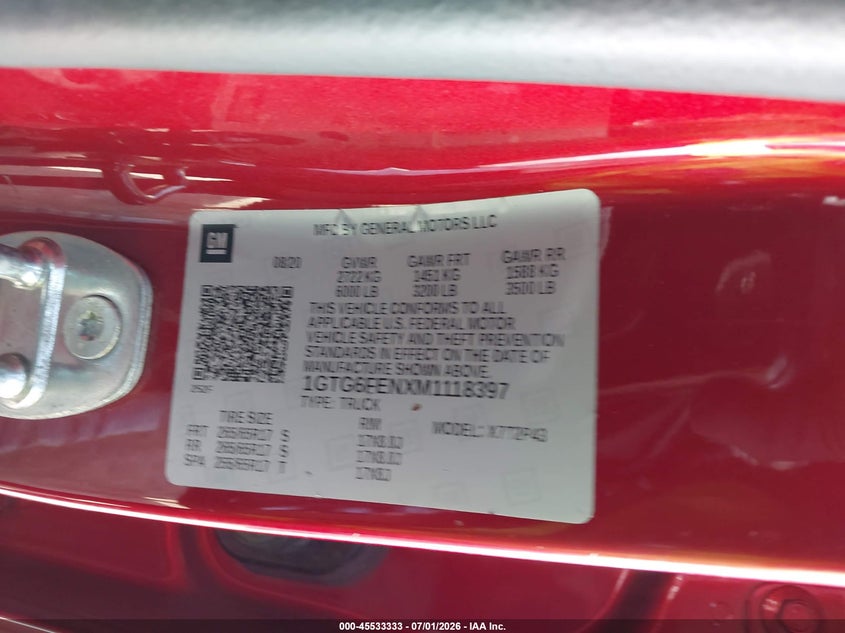 2021 GMC Canyon 4Wd Short Box At4 - Leather VIN: 1GTG6FENXM1118397 Lot: 45533333