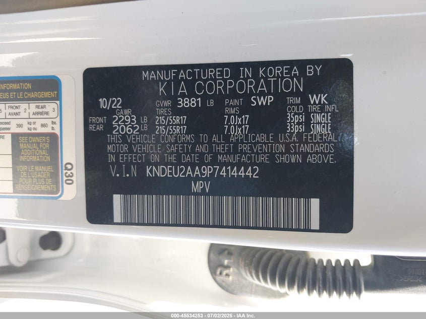 2023 Kia Seltos S VIN: KNDEU2AA9P7414442 Lot: 45534253