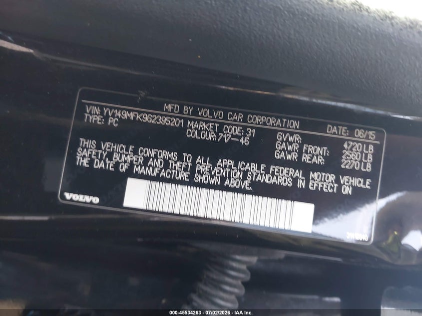 2016 Volvo S60 T6 Drive-E VIN: YV149MFK9G2395201 Lot: 45534263