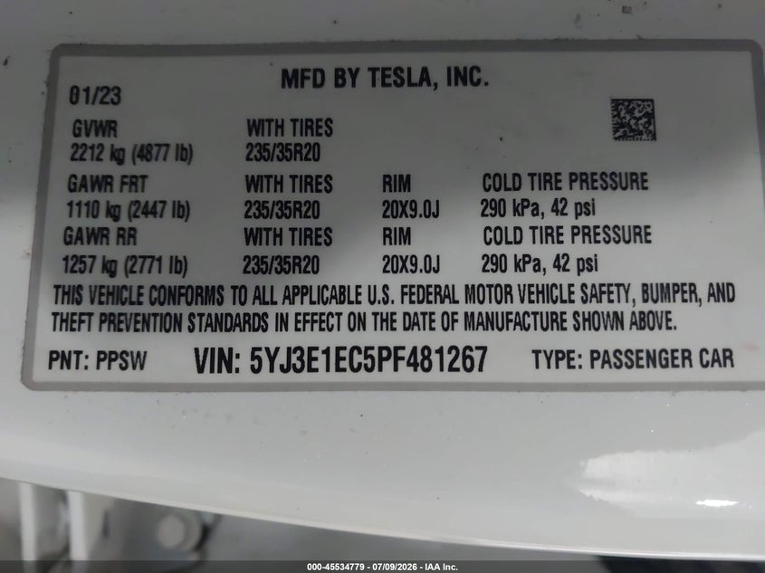 2023 TESLA MODEL 3 SEDAN ELECTRIC