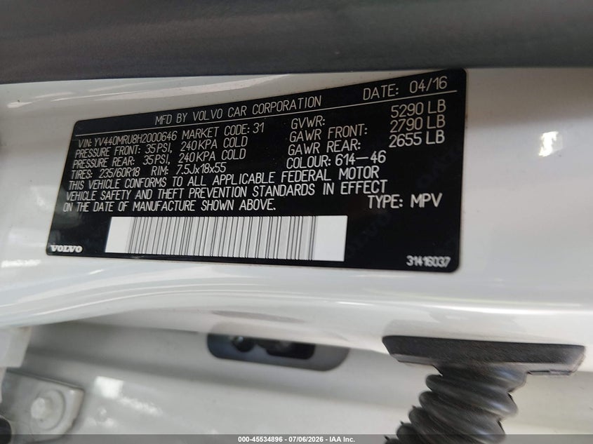 2017 Volvo Xc60 T5 Inscription VIN: YV440MRU8H2000646 Lot: 45534896
