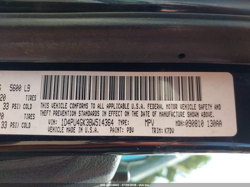 2011 Dodge Nitro Heat VIN: 1D4PU4GK3BW514364 Lot: 45534942