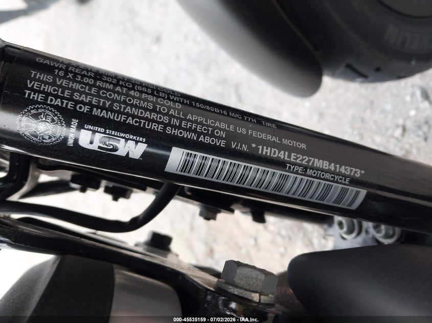 2021 Harley-Davidson Xl883 N VIN: 1HD4LE227MB414373 Lot: 45535159