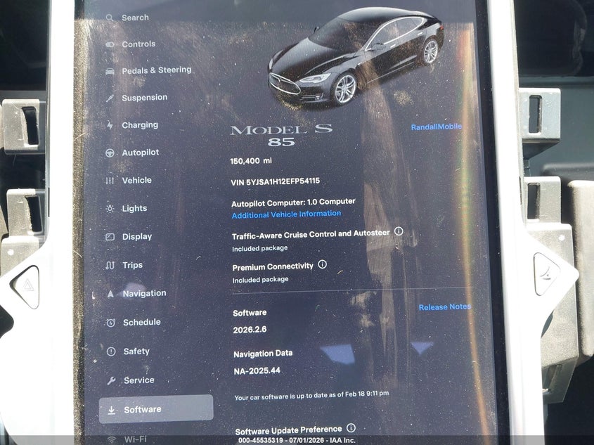 2014 Tesla Model S P85 VIN: 5YJSA1H12EFP54115 Lot: 45535319