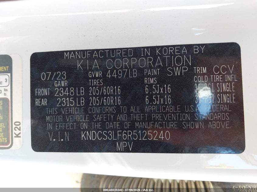 2024 Kia Niro Plug-In Hybrid Ex VIN: KNDCS3LF6R5125240 Lot: 45535340