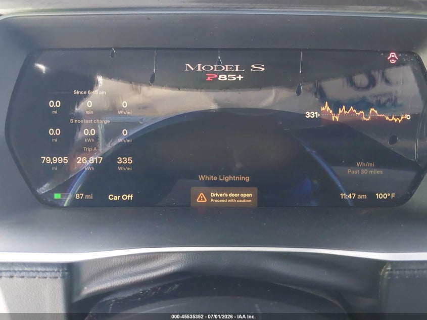 2014 Tesla Model S P85 VIN: 5YJSA1H12EFP50520 Lot: 45535352