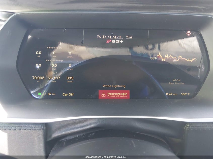 2014 Tesla Model S P85 VIN: 5YJSA1H12EFP50520 Lot: 45535352