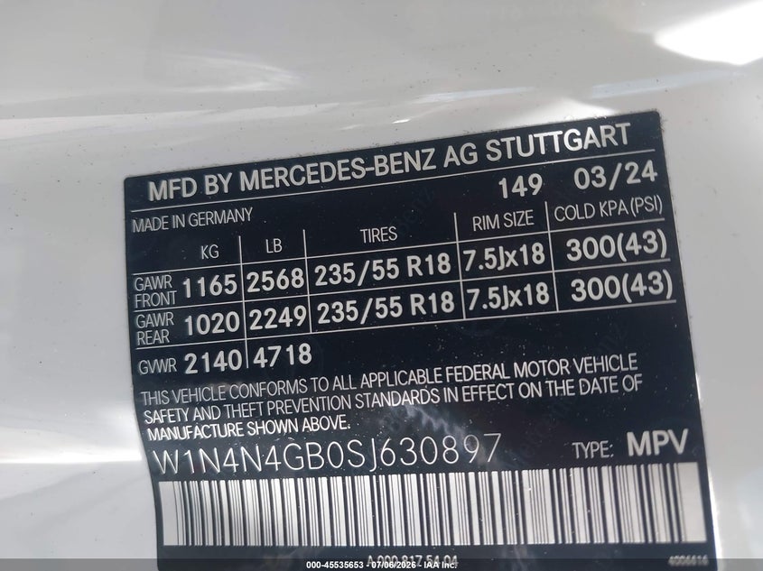 2025 Mercedes-Benz Gla 250 4Matic VIN: W1N4N4GB0SJ630897 Lot: 45535653