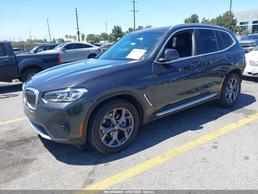 2022 BMW X3, Удар сзади, IAAI, VIN 5UX43DP02N9M21385 — фото 2