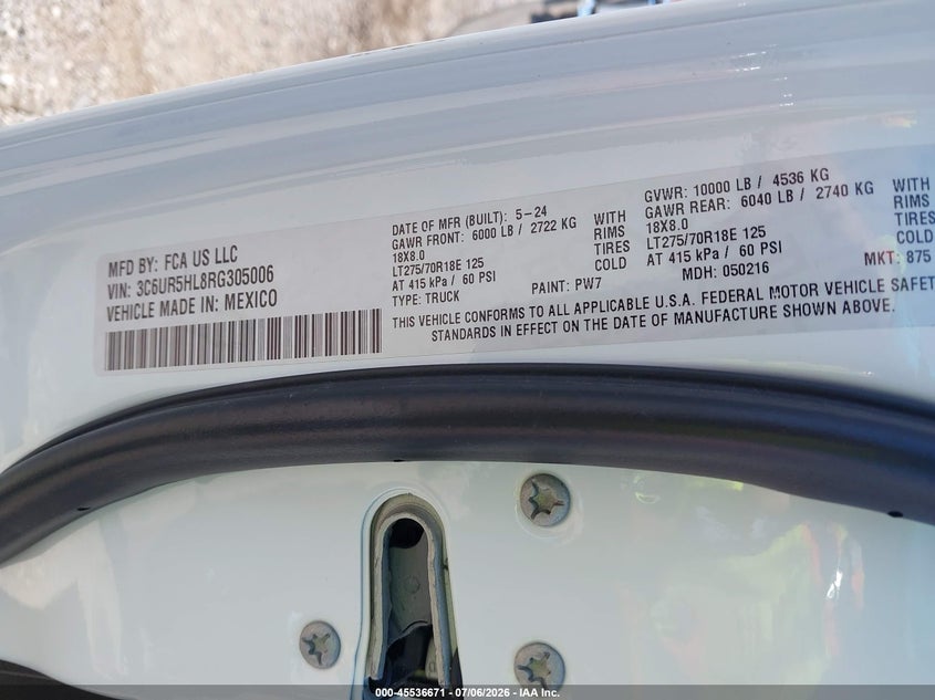 2024 RAM 2500 TRUCK 6.7L I-6 DI, TURBO, 370HP