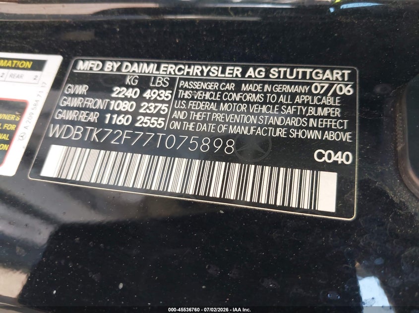 2007 MERCEDES-BENZ CLK 550 · Фото 9