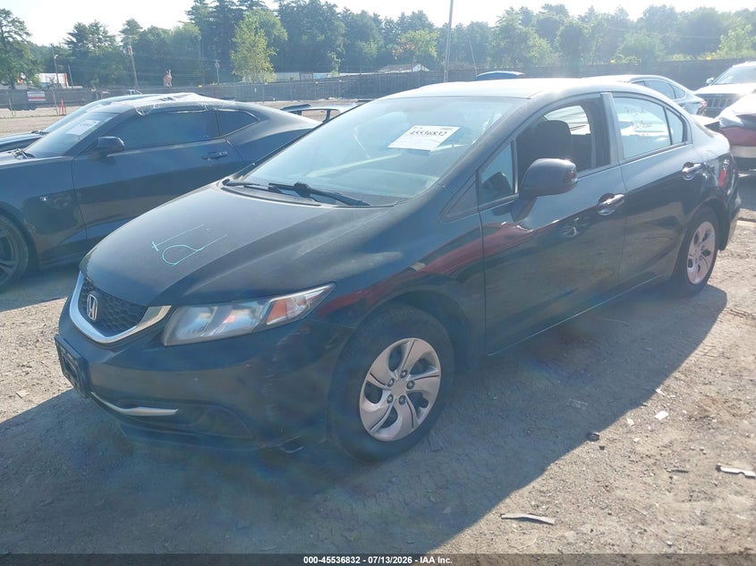 2013 Honda Civic, Удар сзади, IAAI, VIN 19XFB2F55DE219522 — фото 2