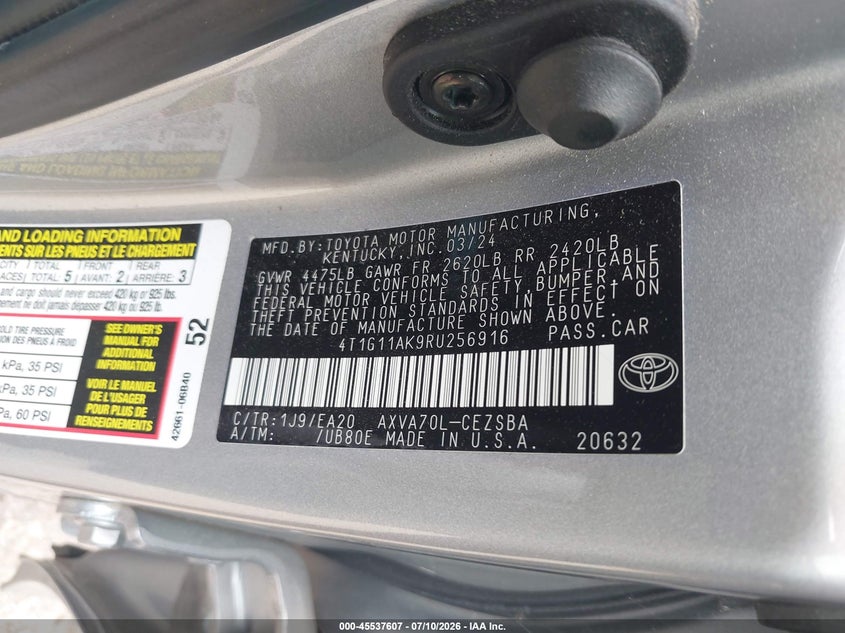 2024 TOYOTA CAMRY SEDAN 2.5L I-4 DI, DOHC, VVT, 203HP