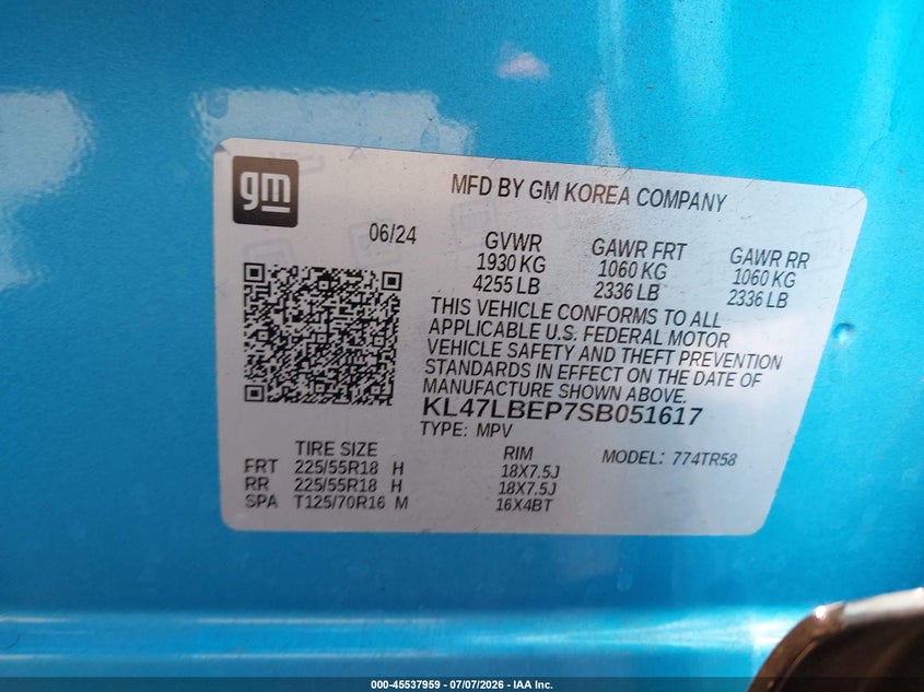 2025 Buick Envista Sport Touring Fwd VIN: KL47LBEP7SB051617 Lot: 45537959