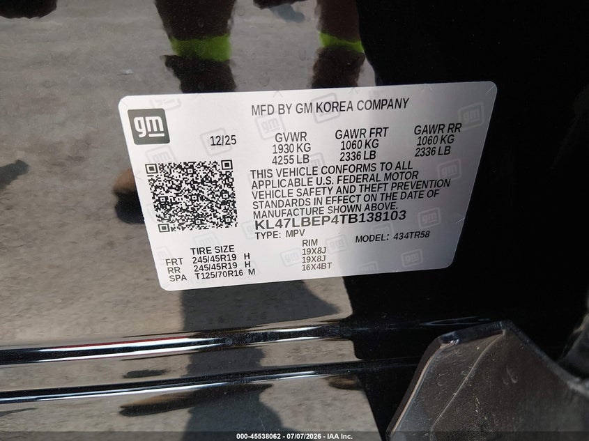 2026 Buick Envista Sport Touring Fwd VIN: KL47LBEP4TB138103 Lot: 45538062