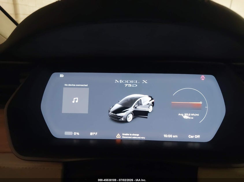 2018 Tesla Model X 100D/75D/P100D VIN: 5YJXCBE21JF112787 Lot: 45538189