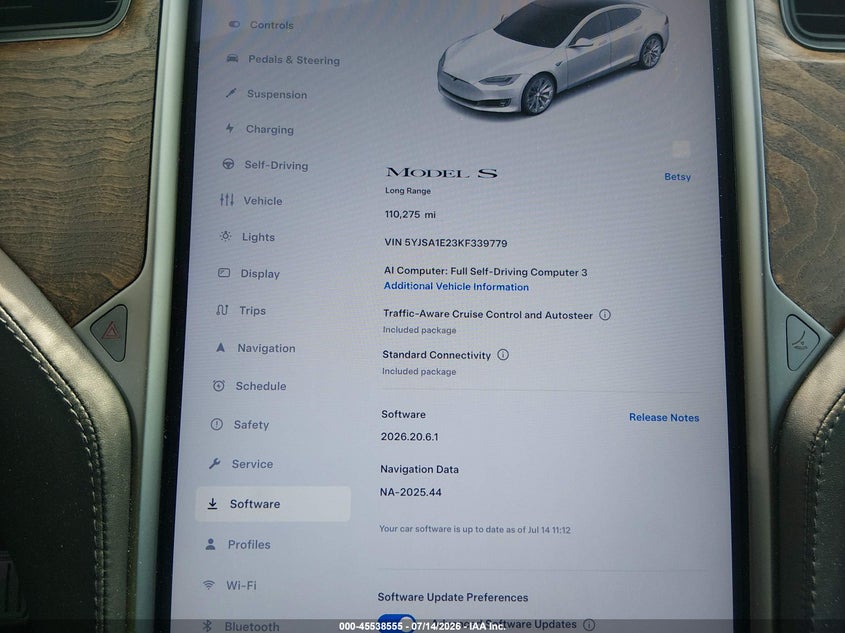 2019 TESLA MODEL S auction photo 7
