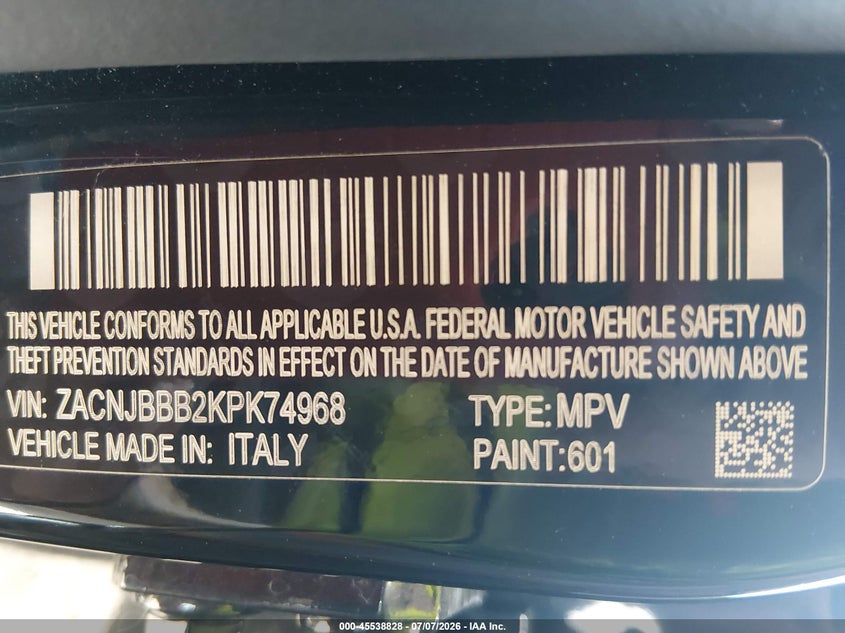 2019 Jeep Renegade Latitude 4X4 VIN: ZACNJBBB2KPK74968 Lot: 45538828