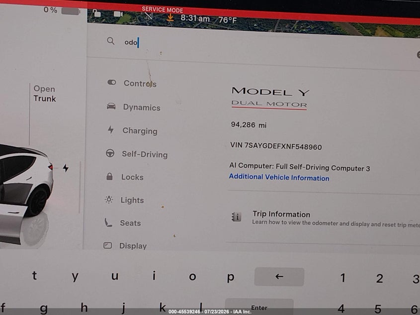 2022 TESLA MODEL Y auction photo 7