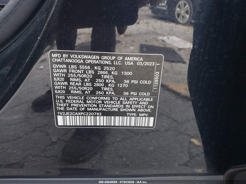 2023 Volkswagen Atlas Cross Sport 3.6L V6 Se W/Technology VIN: 1V2JE2CAXPC220792 Lot: 45540089