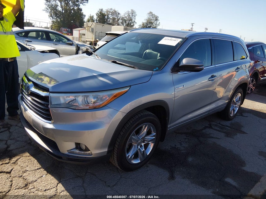 Vin: 5tddcrfh9fs010364, lot: 46038576, toyota highlander hybrid limited platinum v6 20152