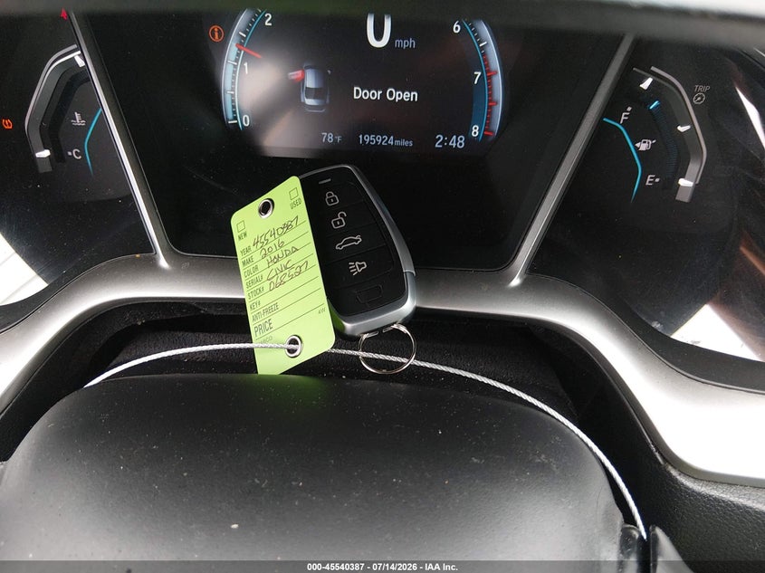 2016 HONDA CIVIC SEDAN 2.0L I-4 DOHC, VVT, 158HP