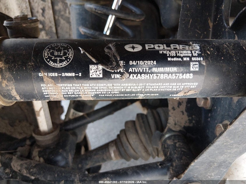 2024 Polaris Sportsman Trail 570 VIN: 4XASHY578RA575483 Lot: 45541283